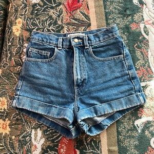 American Apparel Cuffed Blue Jeans Shorts